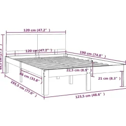 vidaXL - Bed frame met hoofbord - Naturel - Massief grenenhout - 120x190 cm Online