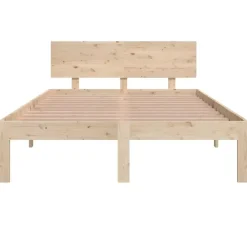vidaXL - Bed frame met hoofbord - Naturel - Massief grenenhout - 120x190 cm Online