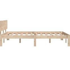 vidaXL - Bed frame met hoofbord - Naturel - Massief grenenhout - 120x190 cm Online