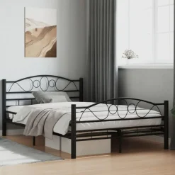vidaXL - Bed frame met hoofdiende - zwart - Staal - 120x200 cm