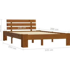 vidaXL - Bed frame met hoofdbord - Honingbruin - Grenenhout - 140x200 cm Best