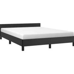 vidaXL - Bed frame met hoofdeinde - Zwart - Kunstleer - 140 x 200 cm Discount