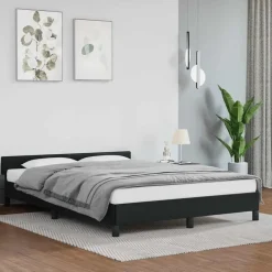 vidaXL - Bed frame met hoofdeinde - Zwart - Kunstleer - 140 x 200 cm Discount