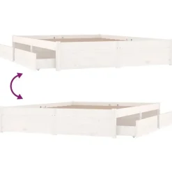 vidaXL - Bed frame met lades - Wit - Massief grenenhout - 140x200 cm