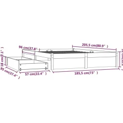 vidaXL - Bed frame met lades - Naturel - Massief grenenhout - 180x200 cm Online