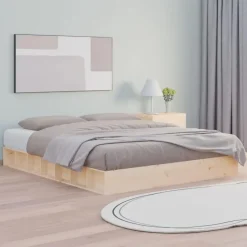 vidaXL - Bed frame met opbergruimte - Naturel - Massief hout - 1400x200 cm Outlet