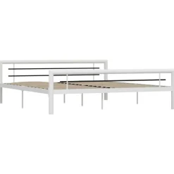 vidaXL - Bed met hoofd- en voeteneinde - Wit en zwart - metaal - 180x200 cm Best