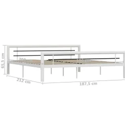 vidaXL - Bed met hoofd- en voeteneinde - Wit en zwart - metaal - 180x200 cm Best