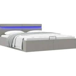 vidaXL - Bed met opbergruimte incl. LED - Lichtgrijs - stof - 180x200 cm Sale