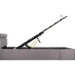 vidaXL - Bed met opbergruimte en LED - Hydraulische - Taupe - Stof - 120x200 cm Best