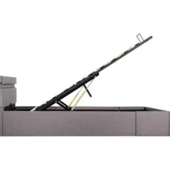 vidaXL - Bed met opbergruimte en LED - Hydraulische - Taupe - Stof - 120x200 cm Best