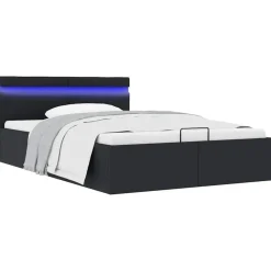 vidaXL - Bed met opbergruimte incl. LED - zwart - Kunstleer - 120x200 cm Clearance