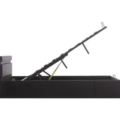 vidaXL - Bed met opbergruimte incl. LED - zwart - Kunstleer - 120x200 cm Clearance