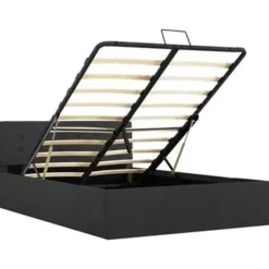 vidaXL - Bed met opbergruimte - Hydraulische - Donkergrijs - Stof - 120x200 cm New