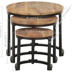 vidaXL - Bijzettafel - Bruin - Hout - 3 stuks Hot