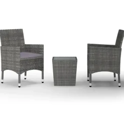vidaXL - Bistroset - Grijs - Poly rattan en gehard glas - 3 stuks Sale