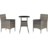 vidaXL - Bistroset - Grijs - Poly rattan - 3 stuks - Met kussens