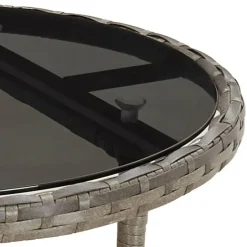 vidaXL - Bistroset - Grijs - Poly rattan - 3 stuks - Met kussens