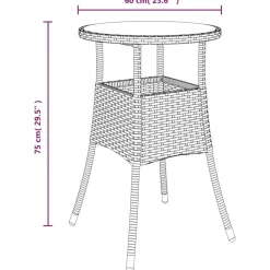 vidaXL - Bistroset - Grijs - Poly rattan - 3 stuks - Met kussens
