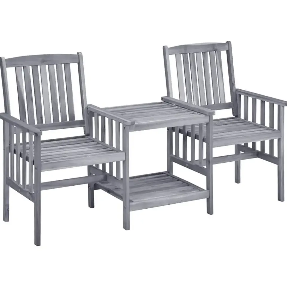 vidaXL - Bistroset - Grijs - Hout - 159x61x92 cm Hot