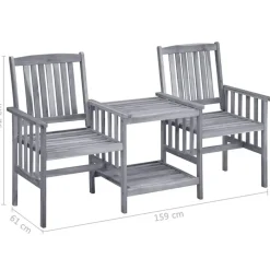 vidaXL - Bistroset - Grijs - Hout - 159x61x92 cm Hot