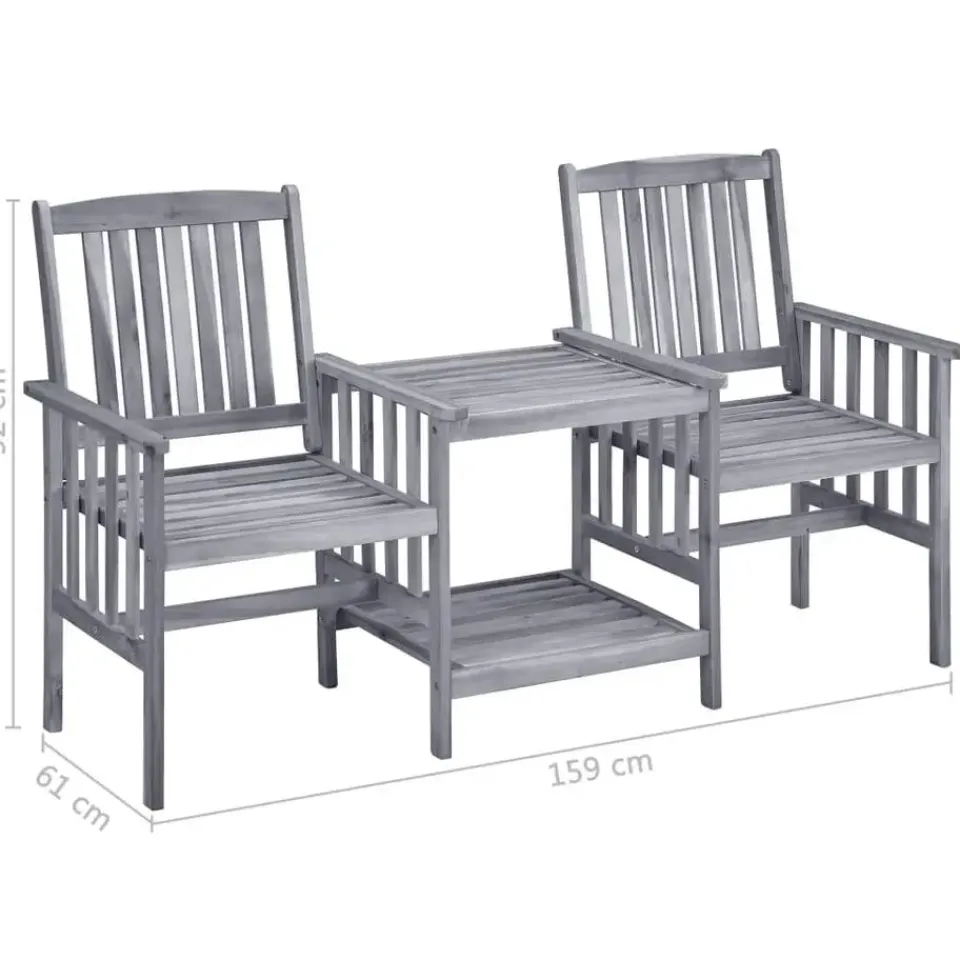 vidaXL - Bistroset - Grijs - Hout - 159x61x92 cm Hot