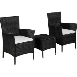 vidaXL - Bistroset - Zwart - Poly rattan New