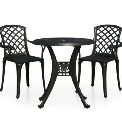 vidaXL - Bistroset - Zwart - Aluminium
