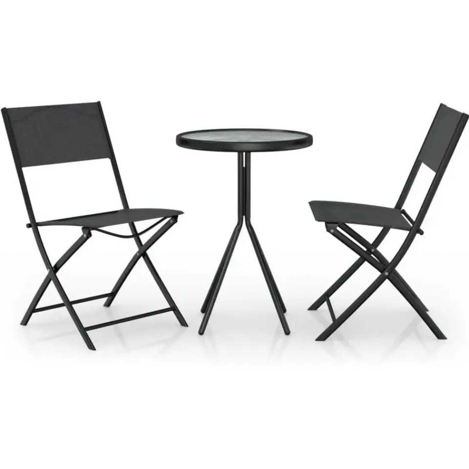 vidaXL - Bistroset - Zwart - Staal - 3 stuks Clearance
