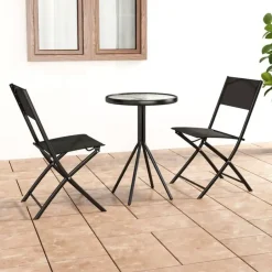vidaXL - Bistroset - Zwart - Staal - 3 stuks Clearance