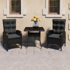 vidaXL - Bistroset - Zwart - Poly rattan Outlet