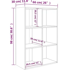 vidaXL - Boekenkast - Zwart - Bewerkt hout - 66 x 30 x 98 cm Clearance