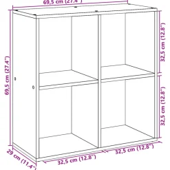vidaXL - Boekenkast met 4 open vakken voor woonkamers - Wit -69.5x29x69.5 cm Best