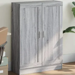 vidaXL - Boekenkast met 2 plakken en 2 deuren - Grijs sonoma - 82.5x30.5x115 cm Online