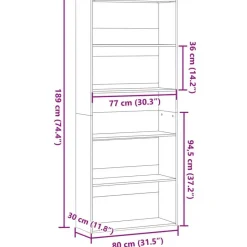 vidaXL - Boekenkast met 5 vakken voor kantoor - Zwart - Hout - 80x30x189 cm Hot