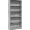 vidaXL - Boekenkast met 5 vakken - Betongrijs - Bewerkt hout - 80x24x176 cm Hot