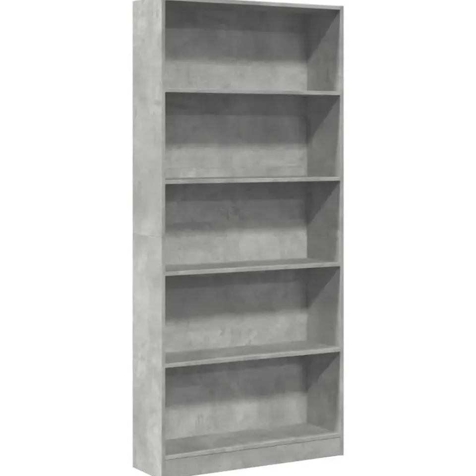 vidaXL - Boekenkast met 5 vakken - Betongrijs - Bewerkt hout - 80x24x176 cm Hot