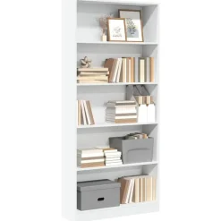 vidaXL - Boekenkast met 5 vakken - Wit - Bewerkt hout - 80x24x176 cm Discount