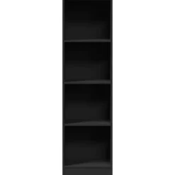 vidaXL - Boekenkast met 4 vakken - Zwart - Bewerkt hout - 40x24x143 cm Clearance