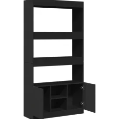vidaXL - Boekenkast met deuren en 5 vakken - Zwart - Bewerkt hout - 92x33x180 cm Online