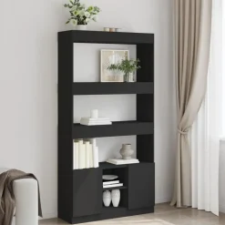 vidaXL - Boekenkast met deuren en 5 vakken - Zwart - Bewerkt hout - 92x33x180 cm Online