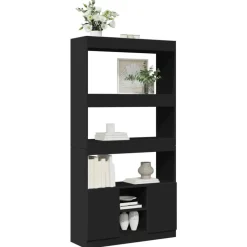 vidaXL - Boekenkast met deuren en 5 vakken - Zwart - Bewerkt hout - 92x33x180 cm Online