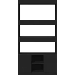 vidaXL - Boekenkast met deuren en 5 vakken - Zwart - Bewerkt hout - 92x33x180 cm Online
