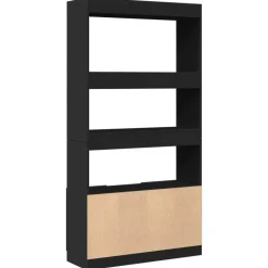 vidaXL - Boekenkast met deuren en 5 vakken - Zwart - Bewerkt hout - 92x33x180 cm Online