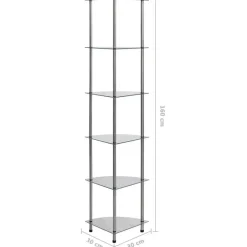 vidaXL - Boekenkast met 6-laags planken - Transparant - Glas - 30x30x160 cm Clearance