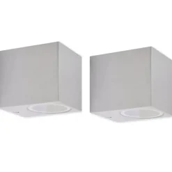 vidaXL - Buitenlamp - Zilver - Aluminium - 6.8 x 9.2 x 8.1 cm - 2 stuks Sale