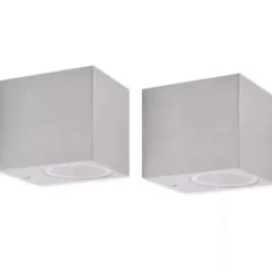 vidaXL - Buitenlamp - Zilver - Aluminium - 6.8 x 9.2 x 8.1 cm - 2 stuks Sale