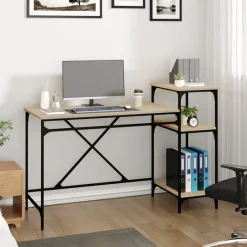 vidaXL - Bureau - Bruin - Bewerkt hout - 135 x 50 x 90 cm New