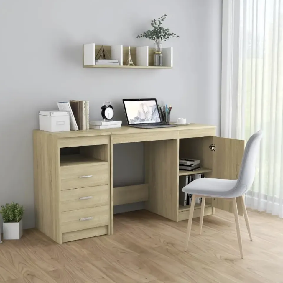 vidaXL - Bureau - Bruin - Bewerkt hout Outlet