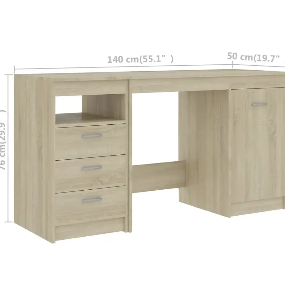vidaXL - Bureau - Bruin - Bewerkt hout Outlet